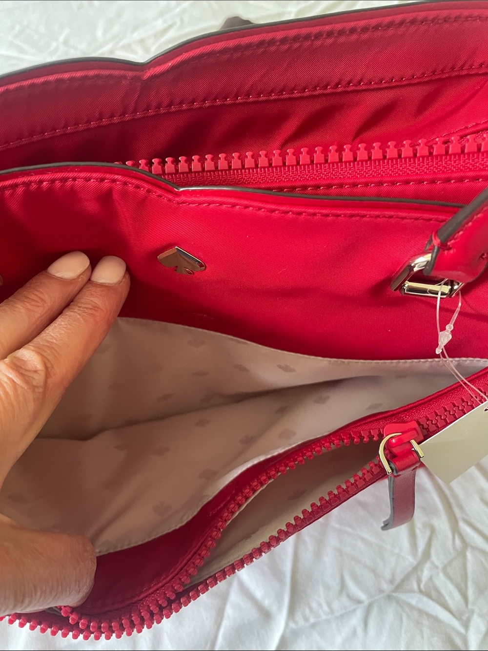 NWT kate spade Red canvas Tote with Gold Spade Accent - Picture 8 of 10